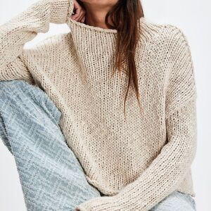 NWOT Free People Cream opal rollneck sweater